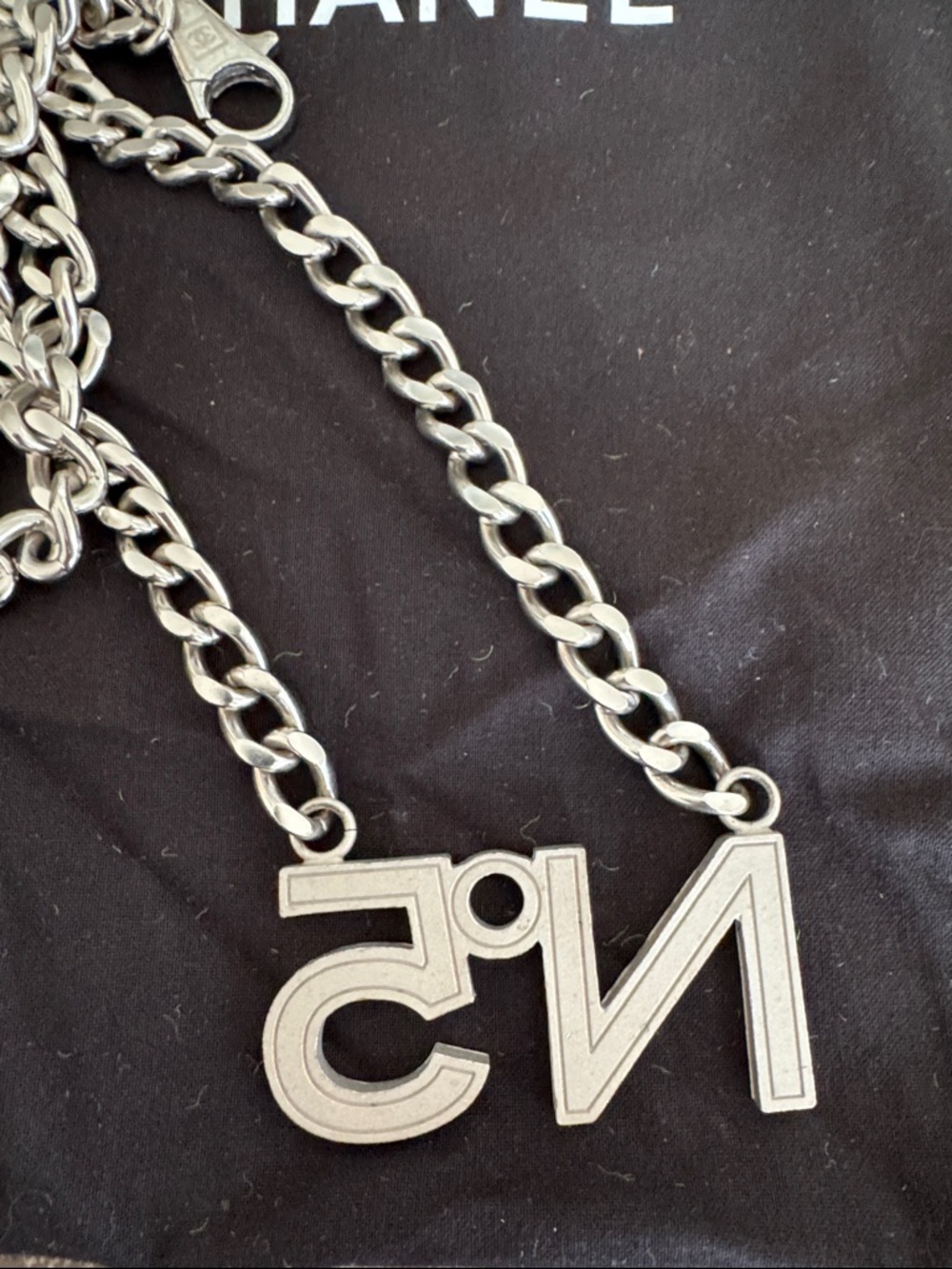 CHANEL Silver N°5 Logo Chain Necklace - Picture 5 of 5